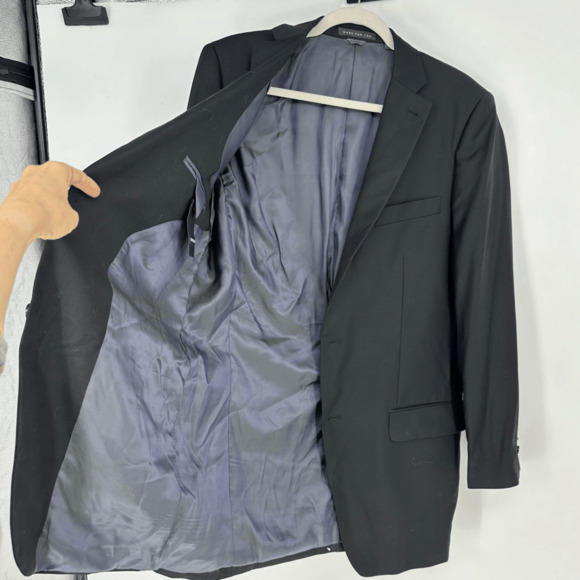 Indochino Mens Wool Newbury Sport Coat Blazer 44 Regular Black Two Buttons - Picture 7 of 14